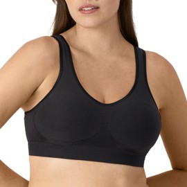 Bali Womens Comfort Revolution Wireless Bra, Comfortflex Fit Full-coverage Wirefree Bras, Black, Large US