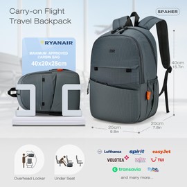 SPAHER Ryanair Cabin Bags 40x20x25 Underseat Foldable Backpack Lightweight Small Rucksack 20L Waterproof Travel Daypack Packable Backpack Sports Bags for Men Women Outdoor Hiking Camping Black