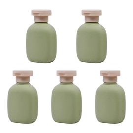 PENCK 5 Pcs Refillable Shampoo and Conditioner Bottles Plastic Travel Bottle with Flip Cap for Toiletries (Green, 100ml)