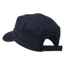 Garment Washed Heavy Stitching Army Cap - Navy OSFM