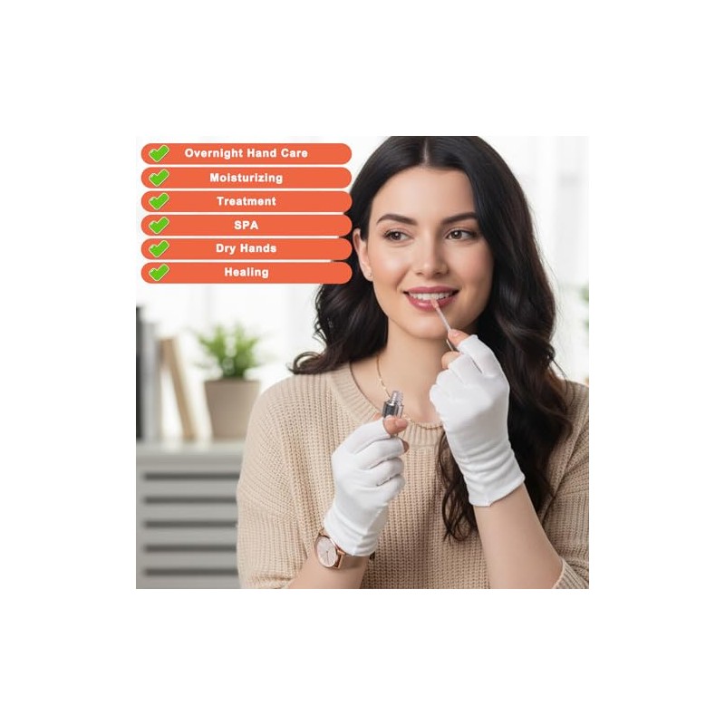 6 pares de guantes blancos sin dedos, guantes hidratantes de