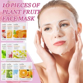 Ledeak 10 Pcs Sheet Mask, Vitamin C Collagen Face Masks, 10 Types Korean Skincare Facial Mask, Hydrating Soothing Face Mask, Beauty Face Mask Gift Set, Natural Face Masks Skincare for All Skin Types