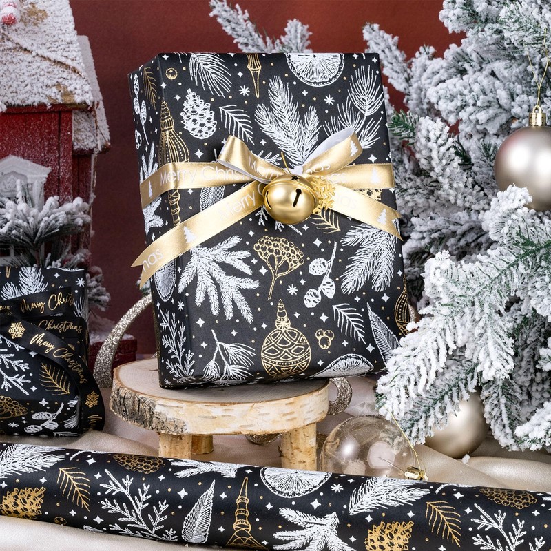 RUSPEPA Christmas Wrapping Paper Roll - Mini Roll - Black