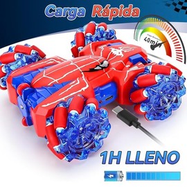 JIUS@FF Spider Coche de Control Remoto,Doble Cara Giratoria de 360° 2.4GHz 4WD Recargable Todoterreno RC Acrobacias con Luces Frías,Juguete Exterior y