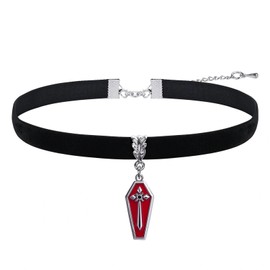 Navirix Heart Choker Necklace for Women,90s Balck Velvet Choker Necklace Goth Jewelry,Red Heart Gothic Holloween Necklaces (Cross)