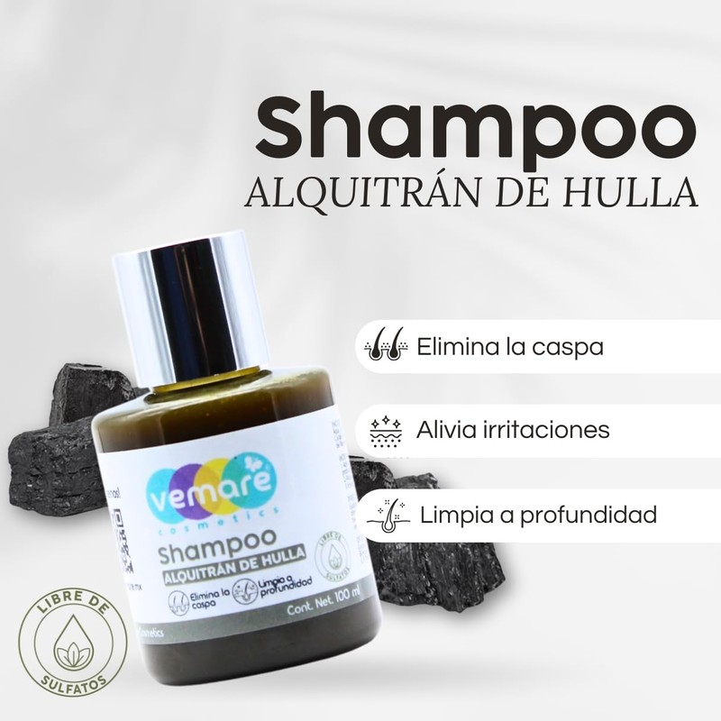 Vemare Cosmetics Shampoo de Alquitrán de Hulla Control Caspa 100ml