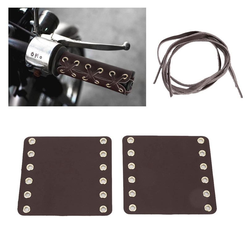 Motorcycle Handlebar Grip Cover, 1 Pair Motorcycle Leather Handlebar Hand