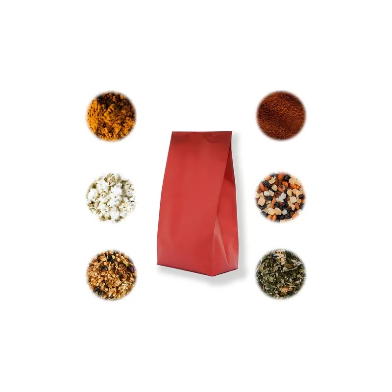 Bolsas Fuelles Lamitec Rojo 39cm x100 Para Café Semillas Alimentos