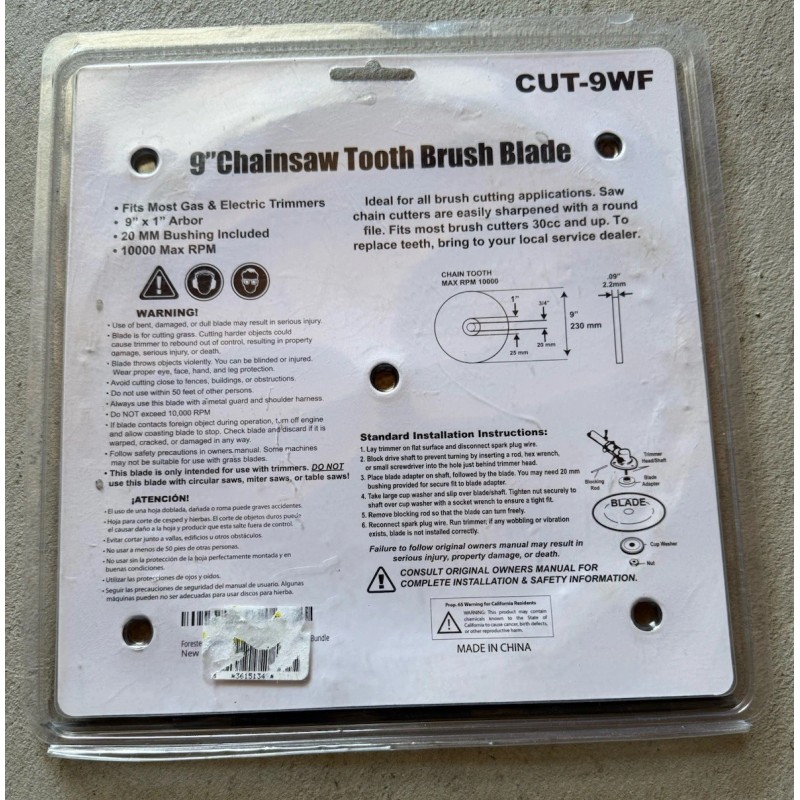 Forester Cut-9WF Brush Cutter Blades & File Set 9" Trimmer