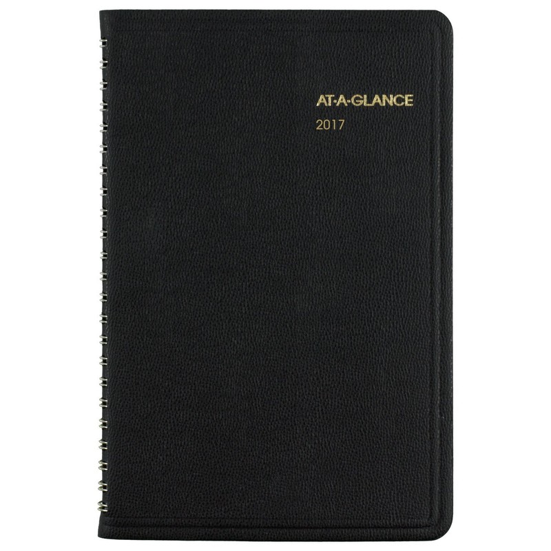 AT-A-GLANCE Agenda semanal 2017, 4-7/8 x 8 pulgadas, negro (70-075-05)