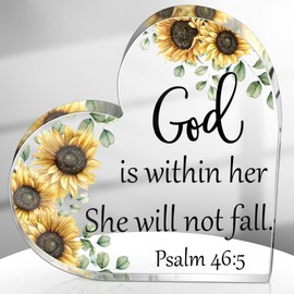 Gerrii Christian Gift for Women Inspirational Religious Gifts for Her Bible Verse Desk Decor Spiritual Acrylic Plaque Sign for Valentines Birthday Mom Sister(Bright Sunflower,5.9x5.9x0.55 Inches)