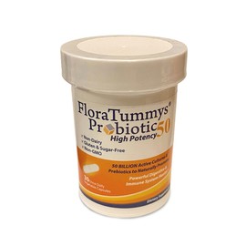 FloraTummys 50 High Potency Adult Probiotic, 50 Billion CFU, Prebiotics, Dairy Free, Gluten Free Probiotic, Non-GMO, Sugar-Free, Made in USA