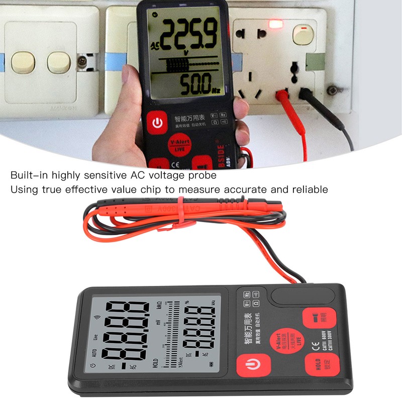 Measuring Voltage Tester Digital Multimeter AC/DC Equipment 3‑Line Display Voltmeter