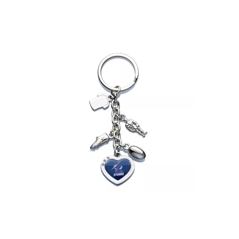 Melbourne Storm NRL Logo Charm Keyring Key Ring