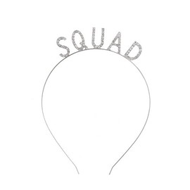 Bride Squad Headbands Rhinestone Bridal Shower Tiaras Bachelorette Party Crowns Bridesmaids Accessories (Silver)