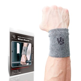 Vital Salveo- Comfortable Compression Wrist Sleeve/Brace, Germanium & Charcoal,Carpal Tunnel,Arthritis, Tendonitis Wrist Pain Hand Pain Sports Injuries Recovery,Tennis(1PC) (small)