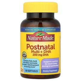 Nature Made Postnatal Multivitamin + DHA 200 mg, 60 Softgels, to Support Nursing Moms & Babies During Breastfeeding, Postnatal Vitamins & Nutrients Include Iron, Vitamin D3, Calcium, Iodine