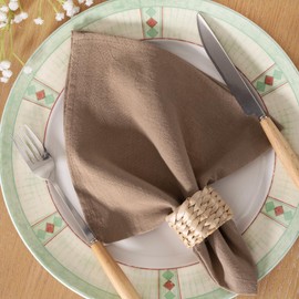 MLMC Cotton Linen Napkins Nude Rustic Washable Cloth Napkins Set of 4 17"x17" Soft Reusable Stonewashed Dinner Napkins Cloth for Wedding Party Reception Gathering Everyday Use