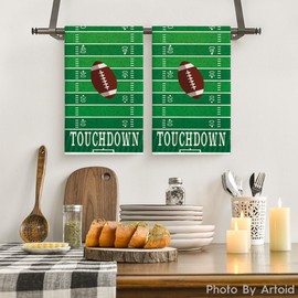 Artoid Mode Green Touchdown Football Kitchen Towels Dish Towels, 18x26 Inch Farmhouse Fall Decoration Hand Towels Set of 2