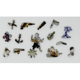 Mini Wooden Jigsaw Puzzles for Adults - Ship in a Bottle by Garry Gay - 50 Pieces by Nautilus Puzzles. Made in The USA.