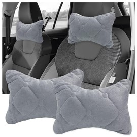 BWBWND 2PCS Car Headrest Pillow, Soft Comfortable Vehicle Neck Pillow Head Rest Pad, Breathable Auto Seat Headrest Neck Support Relieving Driving Fatigue, Universal Car Accessories (Gray)