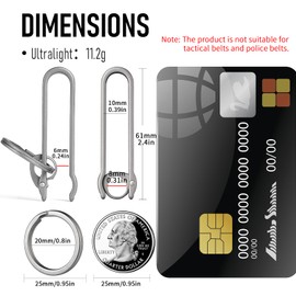 FEGVE Titanium Key Belt Clip, Carabiner Keychain Clip Belt Key Holder with Key Ring for Pants Purse-M/Grey