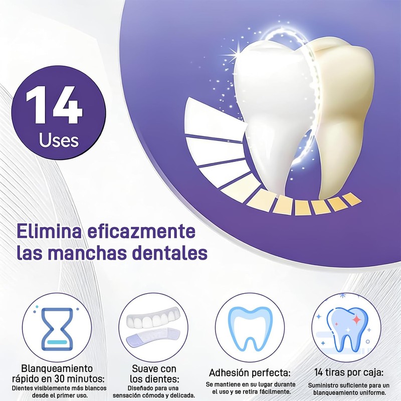Purple Teeth Whitening Strips,2026 New Tiras Blanqueadoras de Dientes,1 box