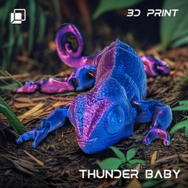 3D Printed Fantasy Jungle Chameleon Single Blind Box - Realistic Reptile Collectible Toys with Matching Small Cards, Pendant Decor & Desk Accessories for Fantasy Forest Enthusiasts
