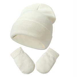 Baby Beanie Hat Gloves Set, Kids Winter Warm Knit Hat with glvoes,Toddler Soft Beanie for Little Boys Little Girls Children
