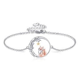 DAYLINLOVE Fox Bracelet 925 Sterling Silver Cute Fox Bracelet For Women Animal Jewelry Gifts For Women Mom Wife Fox Lovers