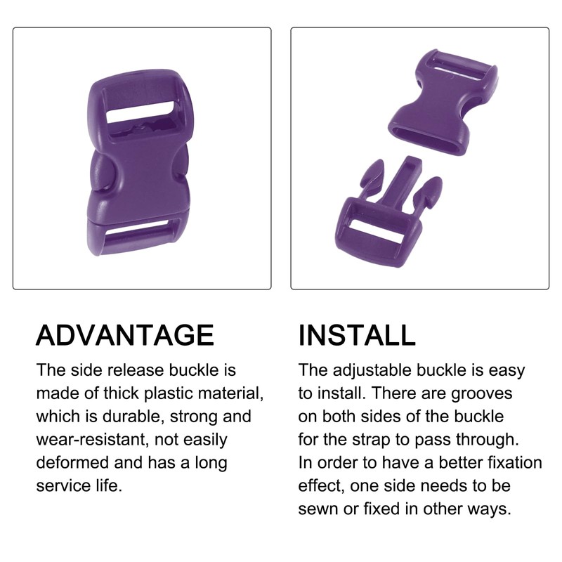 METALLIXITY Side Quick Release Buckle (1.1cm/0.43") 6Pcs, Plastic Adjustable Buckles