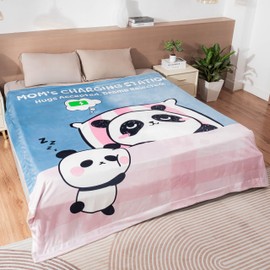 OINA Fluffy Warm 470 GSM Arctic Velvet Blanket – Cozy for Mom from Daughter or Son, Soft & Plush Throw for Relaxation and Comfort (Throw (50x60”), Mom's Charging Station)