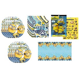 Unique Despicable Me Birthday Party Supplies Bundle Pack Serves 16 includes Plates, Napkins, Table Cover, Stickers