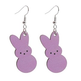 Colorful Easter Rabbit Wooden Dangle Earrings for Women Jewelry (I)