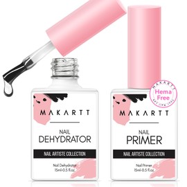 Makartt Nail Dehydrator and Primer Set, Acid Free Air Dry Professional Long-lasting Nail Prep Primer for Acrylic Nails Powder UV Gel Polish(15ML/0.5 oz)