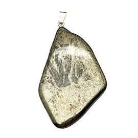 Pyrite and® Feather Pendant with Silver Eyelet