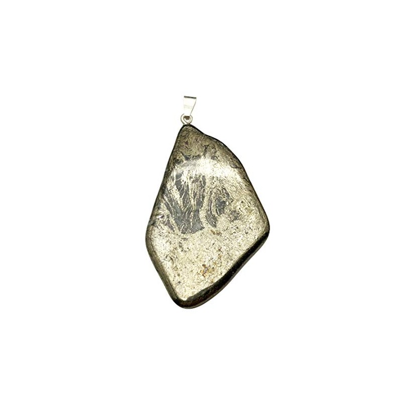 Pyrite and® Feather Pendant with Silver Eyelet