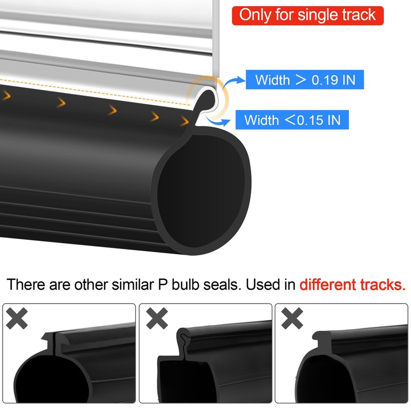 ToLanbbt 18FT Garage Door Seals Bottom Rubber 0.19" P Bulb