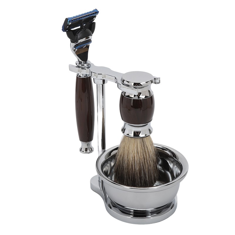 Men Manual Trimmer Kit Trimming Soap Bowl Stand Beard Brush
