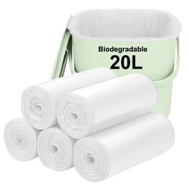 Biodegradable Trash bags 100PCS, Aievrgad 5.2Gallon/20L small Garbage bags/For Countertop Bin. Bin Liner/Trash/rubbish Bags, 100% Recycled,Tough, degradable, Compost Bags for Food/household,White