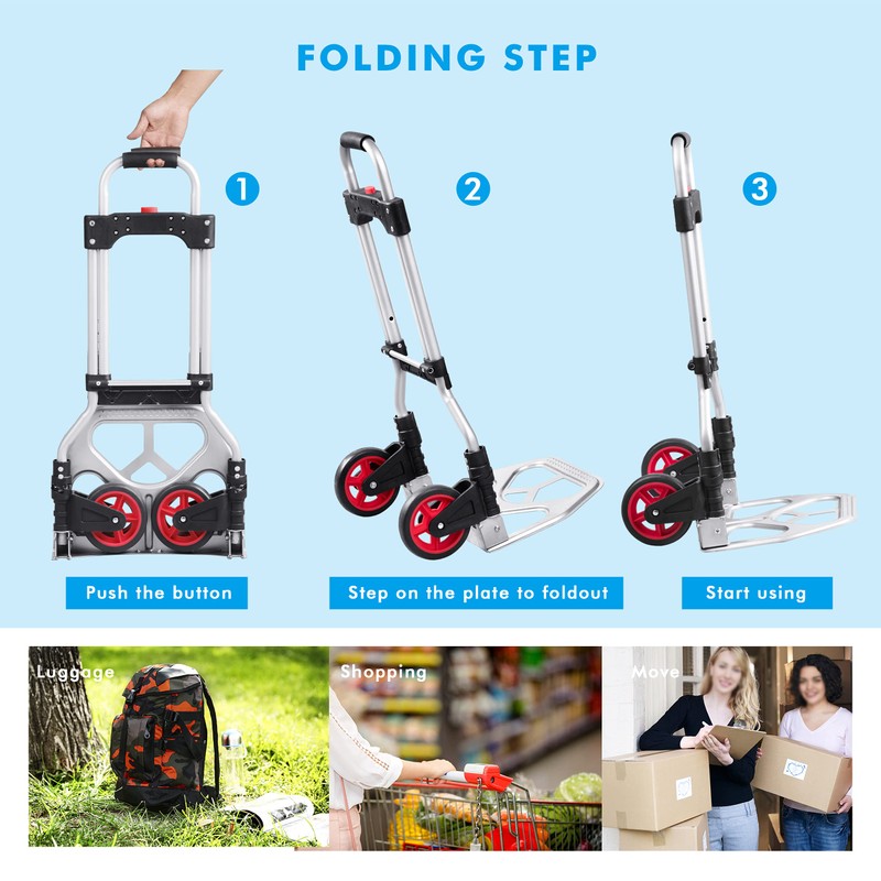 LEADALLWAY Dolly Cart Folding Hand Truck and Dolly,Steel Portable Cart