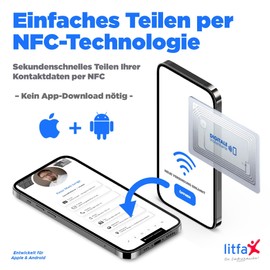 Litfax Digital NFC Business Card - Transparent Design - Includes Website & vCard Profile - No Monthly Fees - Compatible with Smartphones - High Quality PVC Material