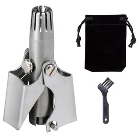 Komo Life Stainless Steel Manual Nose Hair Cutter, Nose Hair Cutter, Manual, Men's, Nose Hair Cutter, Washable, Nose Hair Treatment, Small, Compact, Portable, Quiet, Unisex, Women's, Men's, Etiquette, Unwanted Hair Treatment, Cleaning Brush, Storage Bag Included