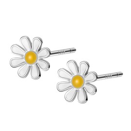 Sunshine Sunflower Daisy Flower Earring 925 Sterling Silver Daisy Stud Earrings, for Women Girls Jewelry Gifts Pretty Floral Piercing Earrings