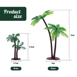 CONNECTION Pack of 20 Miniature Palm Tree Model Coconut Palm Trees Decoration 14/8.5 cm Mini Palm Tree Coconut Plastic Model Trees Miniature Palm Tree Plastic for DIY Landscape Garden Decoration