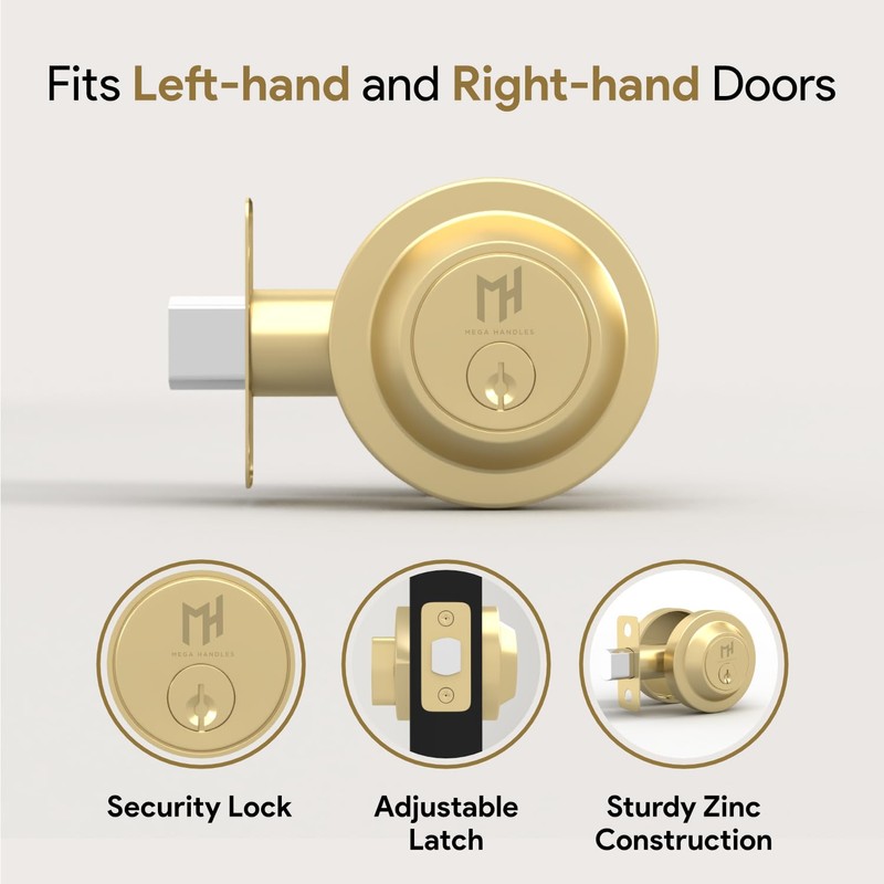 Mega Handles Buena Deadbolt Lock - Heavy Duty Square Locking