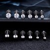 Dochais 6 Pcs Titanium Earrings Silver for Mens Womens Earring