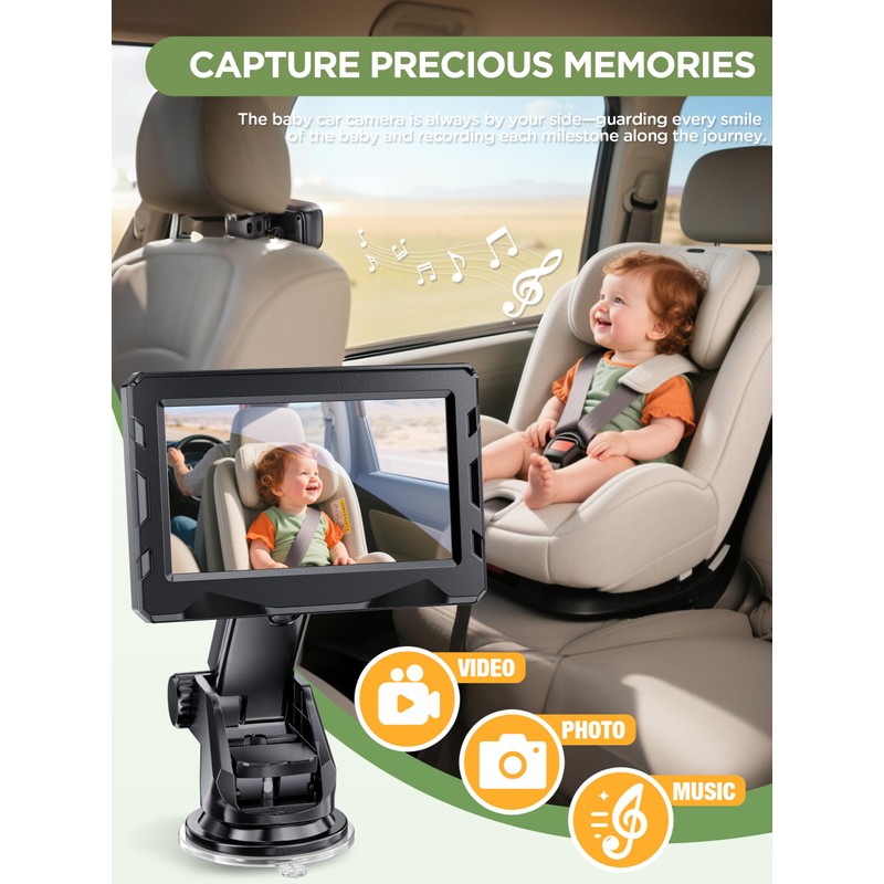 Wireless Baby Car Camera - 40 Hours Rechargeable Battery with