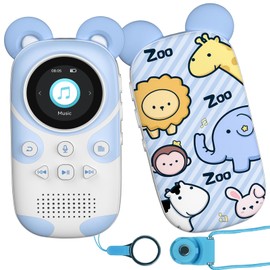 RUIZU 64GB MP3 Player Children's Bluetooth 5.3 with Headphones Speaker Supports FM Radio, Alarm Clock, One Button Recording, Stopwatch Function