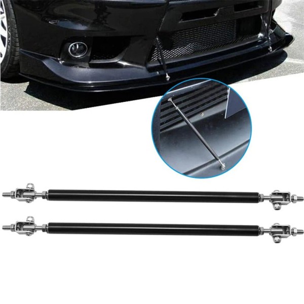 Unbranded 2X Black Adjustable Front Bumper Lip Splitter Spoiler Strut